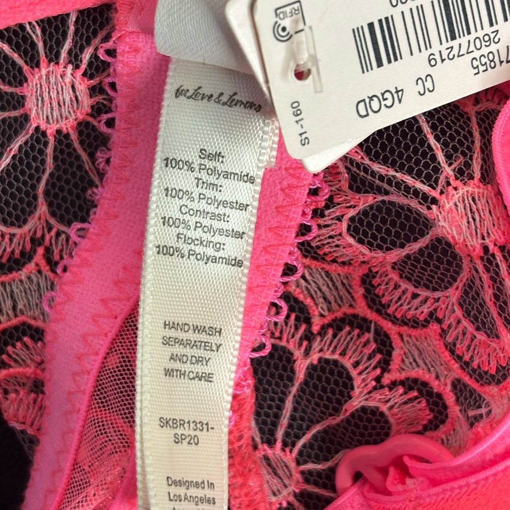 Love & Lemons pink daisy lace scoop bra size Extra large - Picture 6 of 7